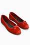 Genuine Leather Alfreda Red Suede Leather Detailed Bow Women's Ballerinas - 7