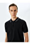 Half Zipper Collar Detailed Cotton Short Sleeve Knitwear T-Shirt