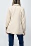 Women's long lined blazer jacket - cream - 3