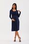 Navy Blue Maternity Long Sleeve Dress with Nursing Feature - 5
