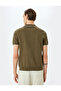 Half Zipper Collar Detailed Cotton Short Sleeve Knitwear T-Shirt - 4