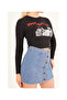 23254244 Ribbed Knit Newyork City Printed Blouse Black - 3