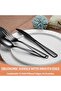 20 Pcs Black Silverware Set, Food-Grade Stainless Steel Flatware Set for 4, Square Cutlery Set - 5