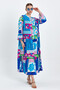 Vp5293 Hakim Collar Patterned Long Sleeve Dress A.Blue - 4