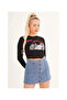 23254244 Ribbed Knit Newyork City Printed Blouse Black - 2