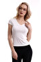 22474755 Thin Camisole Front Back V-Neck Short Sleeve Blouse Ecru - 3