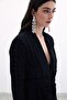 Square Patterned Belted Jacket - Black - 6
