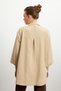 Women's Cream Tie Detail Flam Linen Kimono - 5