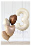 3 Year Old Themed Birthday Balloon Set in Retro Beige and Brown Tones