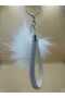 Silver Stone Fox Feather White Angel Keychain