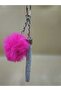 سلسلة مفاتيح Silver Angel Pompom فوشيا مع خيار صغير