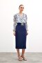 Pencil Skirt with Accessory Detail - Navy Blue