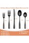 20 Pcs Black Silverware Set, Food-Grade Stainless Steel Flatware Set for 4, Square Cutlery Set - 2
