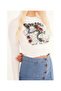 23254245 Camisole Rose Printed Long Sleeve Blouse White - 2