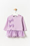 Seasonal Long Sleeve 100% Cotton Lined Baby Girl Tulle Dress Light Lilac - 3