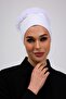 Ruffled Seamless Combed Cotton Bonnet White - Women's Hijab Tie Bun Inner Bonnet - 8