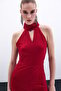 Sleeveless Shiny Jumpsuit - Red - 5