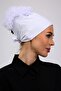 Ruffled Seamless Combed Cotton Bonnet White - Women's Hijab Tie Bun Inner Bonnet - 4