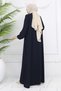 Elastic Sleeves Hidden Zipper Ferace Navy Blue 1002 - 5