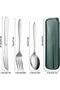 3 Piece Cutlery Set, Portable Travel Utensils Set with Case, Stainless Steel Tableware Set - 2