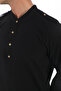 Men's Black Shirt with Epaulettes and Long Length Shirt - 6