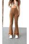Women's High Waist Lycra Stretchy Flared Leg Fabric Pants - 3