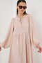 Women's Balloon Sleeve Long Hijab Dress 2464 - Beige - 4
