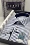 Classic Long Sleeve Colorful Checkered Gift Boxed Men's Shirt Fs-002154 - White Navy Blue