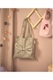 Green Flower Patterned Organic Cotton Fabric Bag with Bow Detail - 2