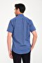 Classic Short Sleeve Open Ground Box Pattern Linen Cotton Gift Boxed Men's Shirt Fs-000745 - Dark Navy - 4