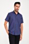 Classic Short Sleeve Dotted Men's Shirt with Gift Box Fs-001218 - Navy Blue - 4
