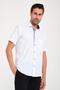 Classic Short Sleeve Open Ground Box Pattern Linen Cotton Gift Boxed Men's Shirt Fs-000745 - White Navy - 4