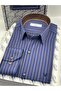 Classic Long Sleeve Premium Striped Gift Boxed Men's Shirt Fs-003272 - Navy Blue Coffee - 2