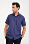Classic Short Sleeve Dotted Men's Shirt with Gift Box Fs-001218 - Navy Blue