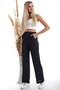 20333459 Linen Stripe Patterned Pocket Trousers Black - 5