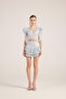 Ruffle Detailed Skirt Blouse Nana Set Blue