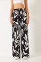 Women's Black and White Waist-Tied Patterned Viscose Trousers 60261355 - 4