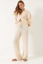 Women's Beige Elastic Tied Pocketed Gilded Muslin Palazzo Trousers 80152 60271077