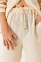 Women's Beige Elastic Tied Pocketed Gilded Muslin Palazzo Trousers 80152 60271077 - 7