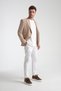 Lucos Men's Beige Half Lining Bag Pocket Lycra Seersucker Fabric Sports Blazer Jacket - 8