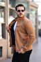 Breast Zippered Judge Collar Suede Seasonal Coat Pldp 2904