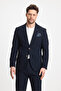 Polli Men's Dark Navy Blue Polyamide-Tech Flexible Summer Cool Fabric Slimfit 2-Piece Suit