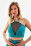 Neck Tie Crop with Tulle Detailed Piping - 5
