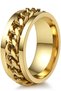 Unisex Anti-Stress Stainless Steel Wedding Band Ring with Rotating Chain Detail CL43 - 7