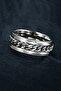 Unisex Anti-Stress Stainless Steel Wedding Band Ring with Rotating Chain CL43 - 6