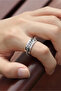 Unisex Anti-Stress Stainless Steel Wedding Band Ring with Rotating Chain CL43 - 2