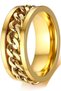 Unisex Anti-Stress Stainless Steel Wedding Band Ring with Rotating Chain Detail CL43