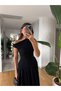 Wide Flared Skirt Fitted to Waistline Pin-Ter Brand Equivalent Midi Length Long Design Boat Neck Bell Chic Dress - 4