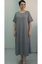 Front and Back Cut Out of the Robic Khaki Green Pink Heart Patterned Combed Viscose Dress