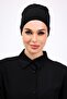 Plain Seamless Combed Cotton Bonnet Black - Women's Hijab Tie Underwear Bonnet - 2